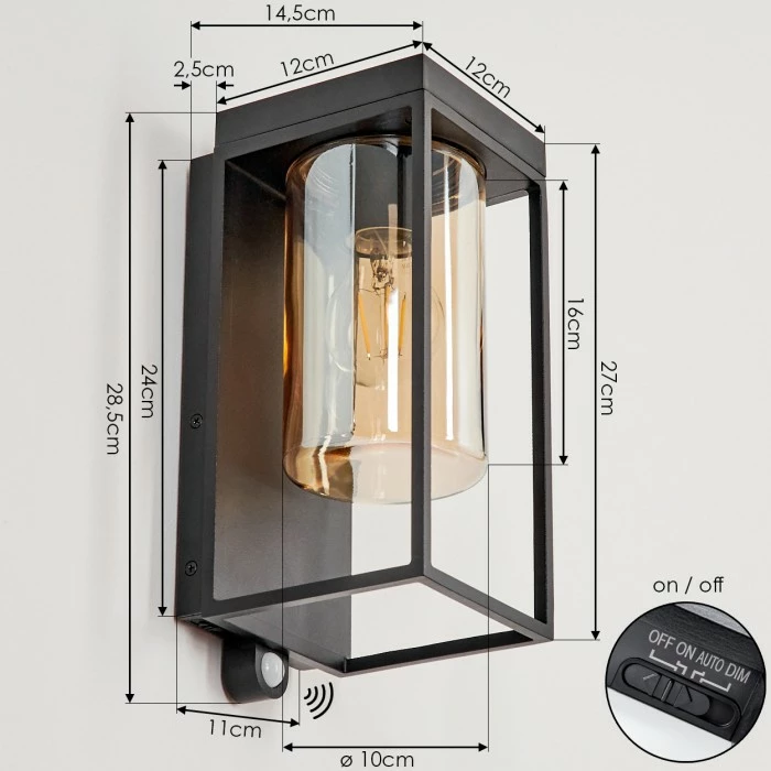 Hofstein Palanga Außenwandleuchte LED Schwarz, 1-flammig, Bewegungsmelder 12 Hofstein Palanga Außenwandleuchte LED Schwarz, 1-flammig, Bewegungsmelder – Bild 10