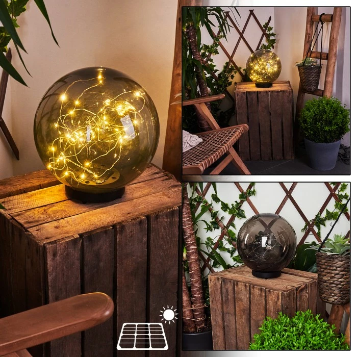 Hofstein Pollenca Solar-Kugelleuchte LED Schwarz, 40-flammig 3 Hofstein Pollenca Solar-Kugelleuchte LED Schwarz, 40-flammig