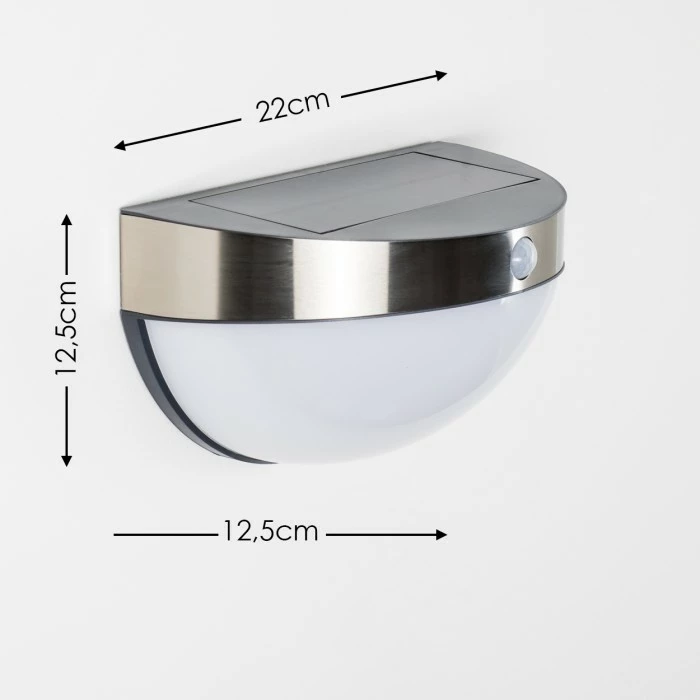 Hofstein Pori Aussenwandleuchte Solar LED Chrom, 1-flammig, Bewegungsmelder 4 Hofstein Pori Aussenwandleuchte Solar LED Chrom, 1-flammig, Bewegungsmelder – Bild 2