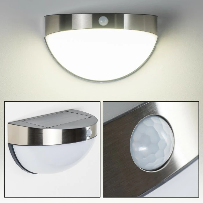 Hofstein Pori Aussenwandleuchte Solar LED Chrom, 1-flammig, Bewegungsmelder 17 Hofstein Pori Aussenwandleuchte Solar LED Chrom, 1-flammig, Bewegungsmelder – Bild 15