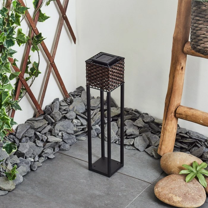 Hofstein Quarrata Solar-Wegeleuchte LED Schwarz, Braun, 1-flammig 4 Hofstein Quarrata Solar-Wegeleuchte LED Schwarz, Braun, 1-flammig – Bild 2