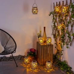 Hofstein Roanoke 9er Set Solarleuchte LED Grau, 1-flammig -Günstiges Solarleuchten Geschäft roanoke 9er set solarleuchte h3371404 6