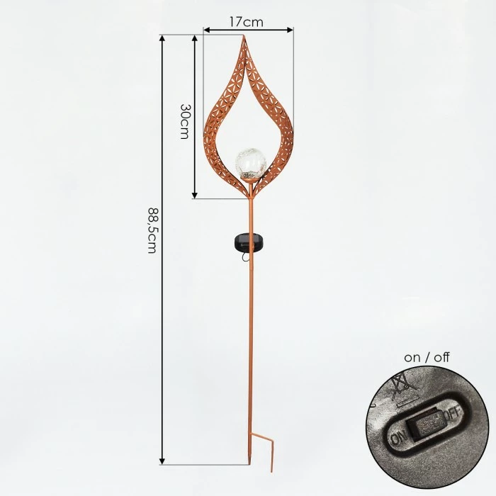 Hofstein Rovinj Solar-Kugelleuchte LED Rostfarben, 1-flammig 6 Hofstein Rovinj Solar-Kugelleuchte LED Rostfarben, 1-flammig – Bild 4