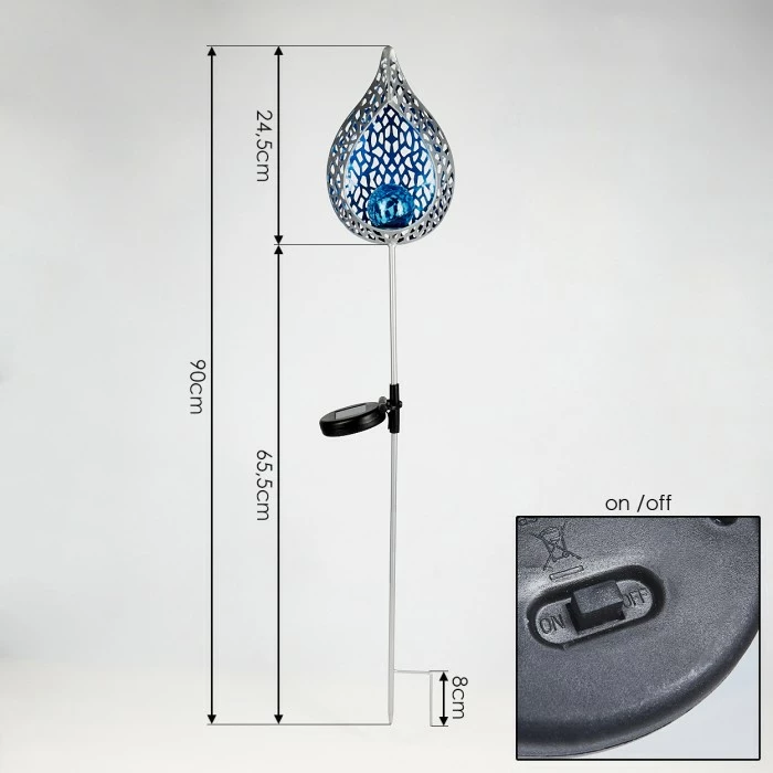 Hofstein Rovinj Solarleuchte LED Blau, Silber, 1-flammig 6 Hofstein Rovinj Solarleuchte LED Blau, Silber, 1-flammig – Bild 4