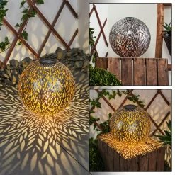 Hofstein Samoao Solarleuchte LED Schwarz, Silber, Kupferfarben, 1-flammig