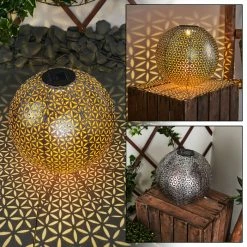 Hofstein Samoao Solarleuchte LED Schwarz, Silber, Kupferfarben, 1-flammig