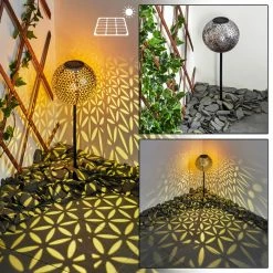 Hofstein Samoao Solarleuchte LED Schwarz, Silber, Kupferfarben, 1-flammig