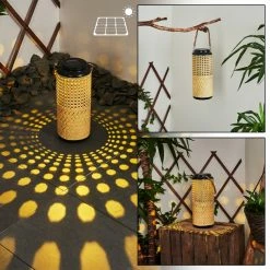 Hofstein Sessivi Solarleuchte LED Schwarz, Braun, Holz hell, 1-flammig