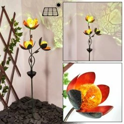 Hofstein Taft Solarleuchte LED Schwarz, Grün, Kupferfarben, 3-flammig