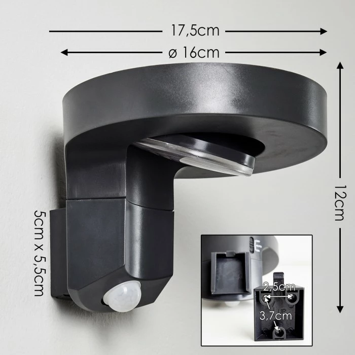 Hofstein Townsville Solar-Außenwandleuchte LED Schwarz, 1-flammig, Bewegungsmelder 4 Hofstein Townsville Solar-Außenwandleuchte LED Schwarz, 1-flammig, Bewegungsmelder – Bild 2