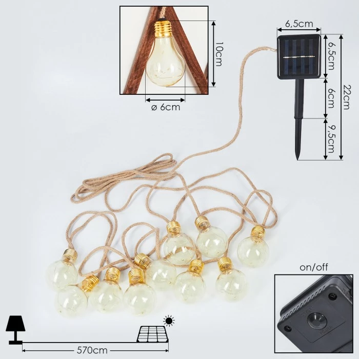 Hofstein Trygsland Solar-Lichterkette LED Braun, 50-flammig 6 Hofstein Trygsland Solar-Lichterkette LED Braun, 50-flammig – Bild 4