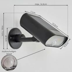 Hofstein Usmagama Solarwandleuchte LED Schwarz, 1-flammig, Bewegungsmelder -Günstiges Solarleuchten Geschäft usmagama solarwandleuchte h3651162 3