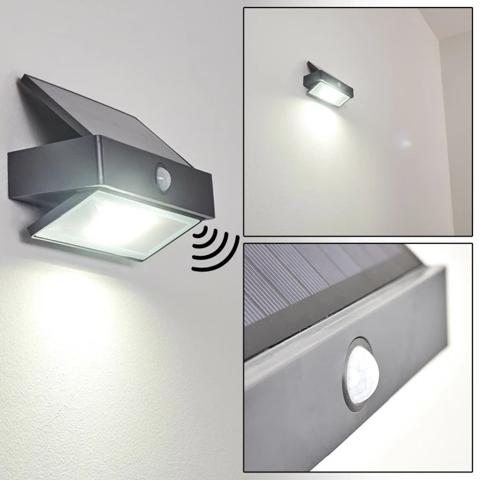 Hofstein Wiborg Solar-Außenwandleuchte LED Anthrazit, 1-flammig, Bewegungsmelder 3 Hofstein Wiborg Solar-Außenwandleuchte LED Anthrazit, 1-flammig, Bewegungsmelder