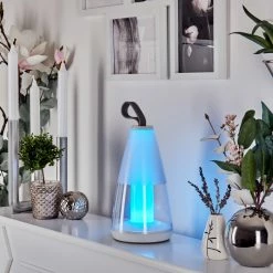 Hofstein Yari Außentischleuchte LED Grau, Weiß, Transparent, Klar, 1-flammig, Fernbedienung, Farbwechsler -Günstiges Solarleuchten Geschäft yari aussentischleuchte h3571217 8