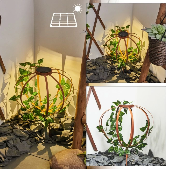 Hofstein Yonkers Solar-Kugelleuchte LED Grün, Rostfarben, 1-flammig 3 Hofstein Yonkers Solar-Kugelleuchte LED Grün, Rostfarben, 1-flammig